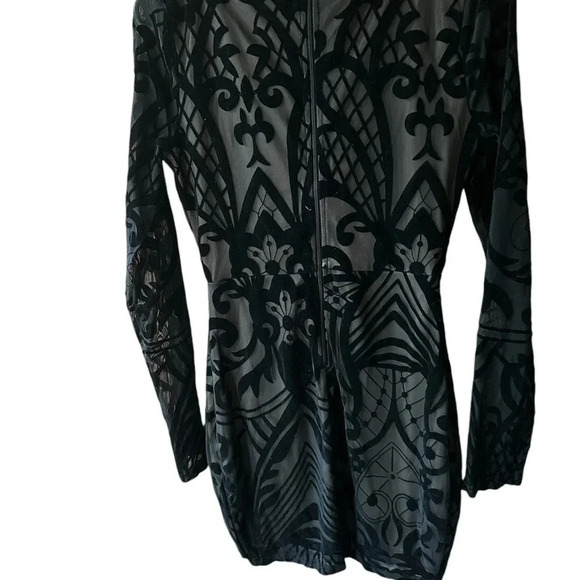 NWT Size Large Black Mini Dress Velour Pattern  Special Occasion Or Holiday Wear - Picture 3 of 3
